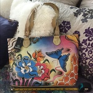 BIACCI HAND PAINTED LEATHER PURSE NEW